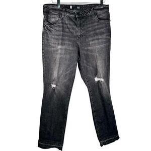 Kut from Kloth Reese Fab Ab High Rise Size 12 Straight Leg Jean Black Denim